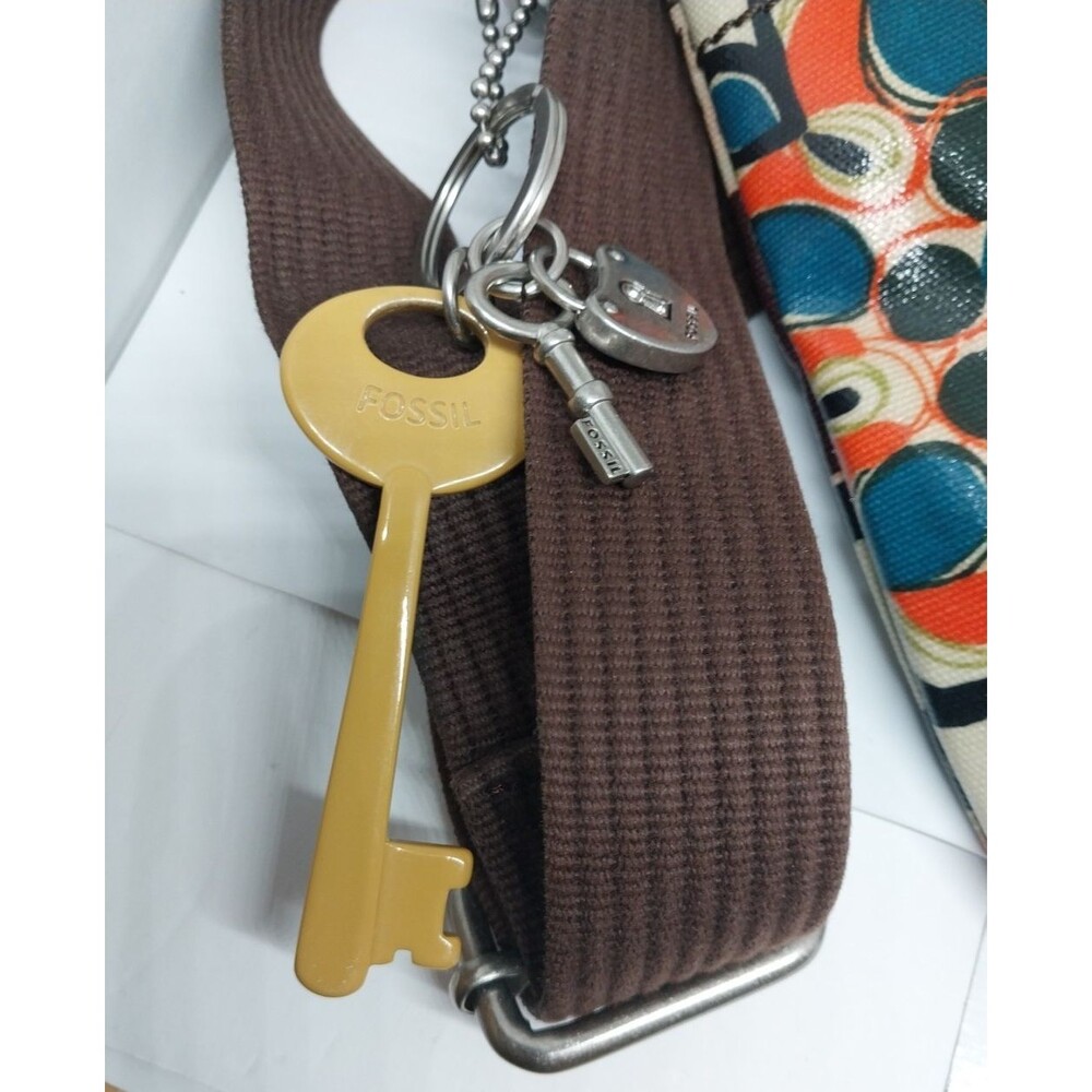 Fossil Key-per Shoulder/Cross Body Purse Adj Strap Coated Canvas 11 x 11.5” - Picture 11 of 11